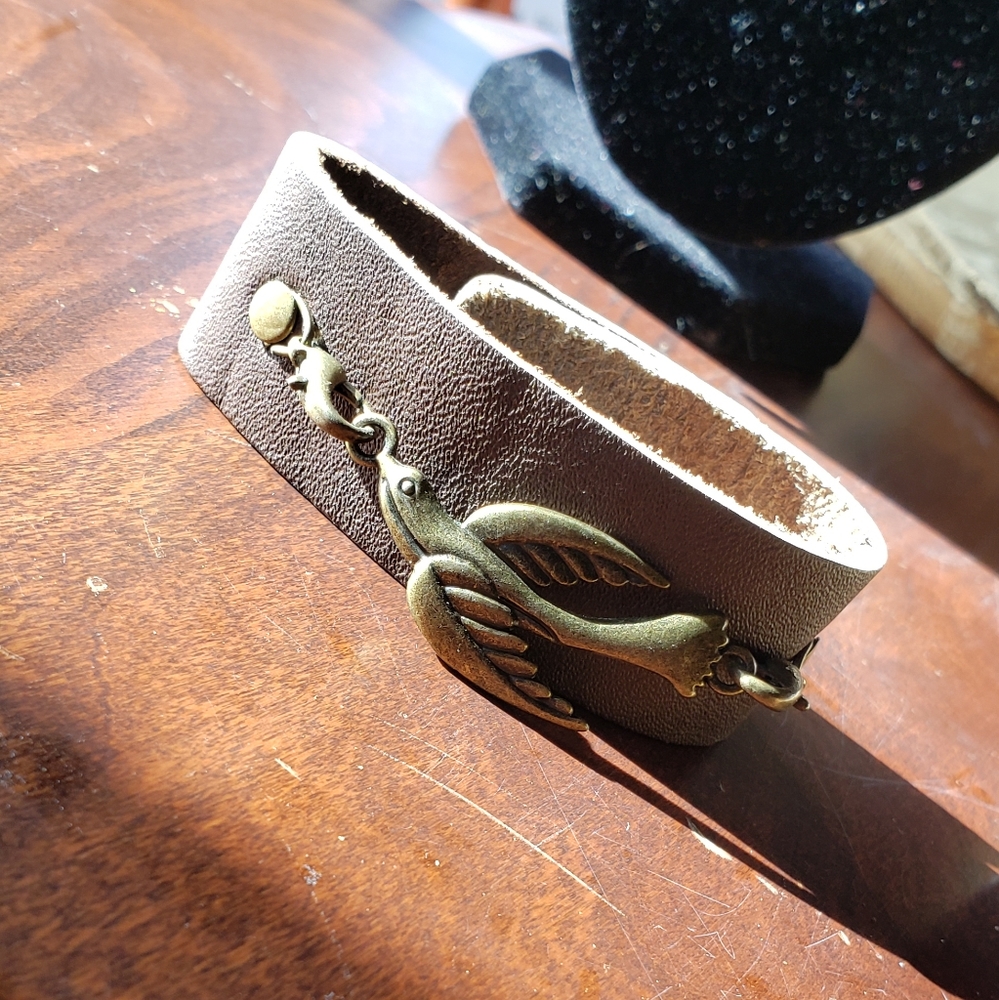 Mocking Jay Faux Leather Brown Bracelet